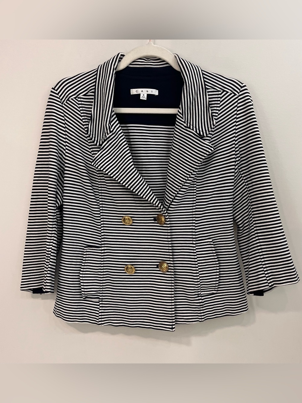 Cabi Striped Blazer Navy White Nautical